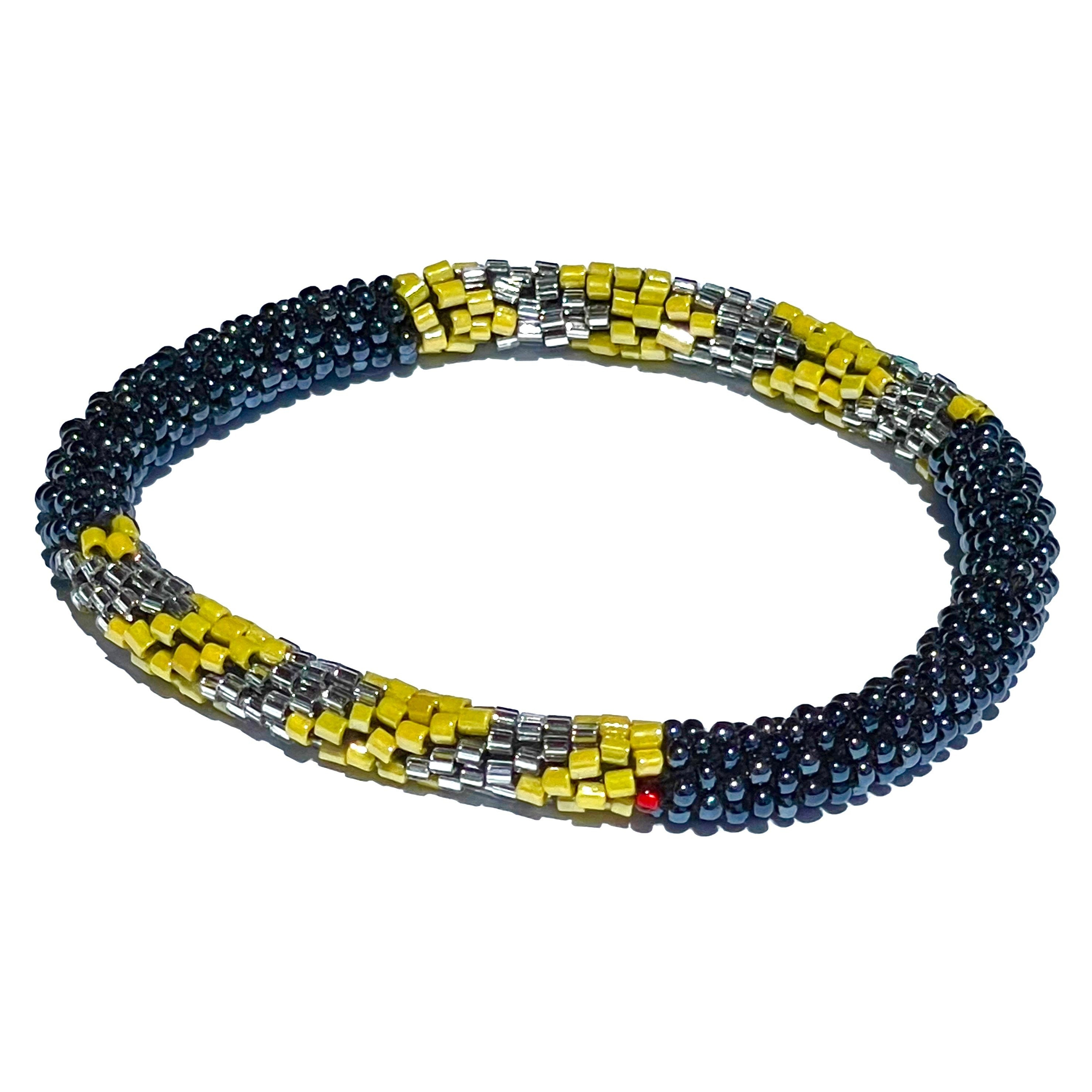 Nepal Mission-Black, Yellow & Silver Spiral Blocks